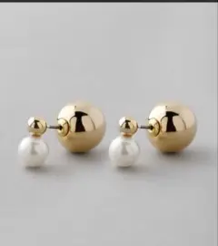 ANEMONE パール✖️メタルスフィアバックキャッチ　ピアス　ゴールド