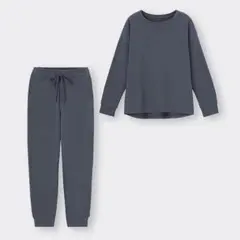 GU　ストレッチソフトラウンジセット(長袖&ロングパンツ)　Lサイズ　ブルー