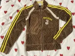 adidas ベロア トラックジャケット ジャージ ブラウン×イエロー Mのサムネイル