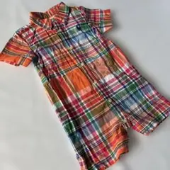美品　ラルフローレン　半袖　ロンパース　チェックシャツ　75 9M ベビー