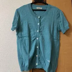 Samansa Mos2 刺繍入り半袖カーディガン ライトブルー