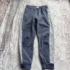 グレー レース裏起毛ロングパンツ　120.