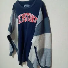 古着リメイク　スウェット☓Tシャツ ブルー系