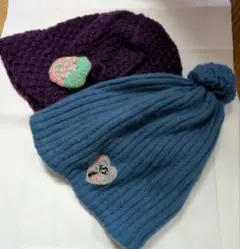 grafia ニット帽2点セット（紫・青）