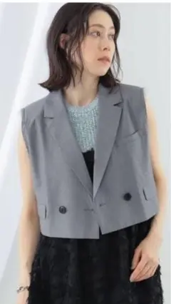 Ray BEAMS グレー ストライプ ベスト