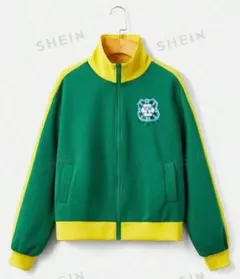 SHEIN コントラストサイドシーム ジッパーアップ ジャケット ブラジルカラーのサムネイル
