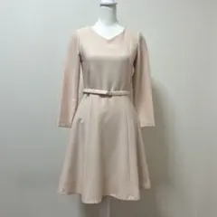 ナチュラルビューティーベーシック　ベルトワンピース　ピンク　春　大人　上品　清楚