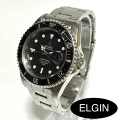 ELGIN ダイバーズウォッチ ソーラー デイト ブラック メンズ 時計 稼働のサムネイル