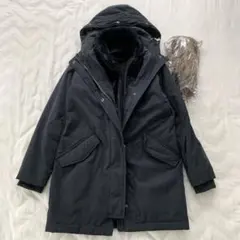 アバクロンビー&フィッチ 中綿ミドルコート M 黒 ファー&ベスト取り外し可