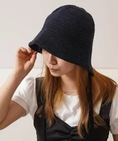 ニットバケットハット レディース 帽子 ブラック 【新品未使用】