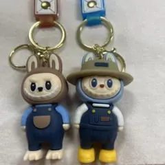 ☘️ ラブブ　キーホルダー　ブルー（帽子ありとなし）２個セット