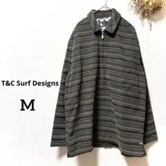タウン＆カントリー ジップアップシャツ M マルチボーダー 90s サーフ