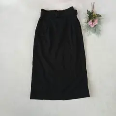 【ローリーズファーム】黒　ロングタイトスカート　ベルト付き　Mサイズ　スリット
