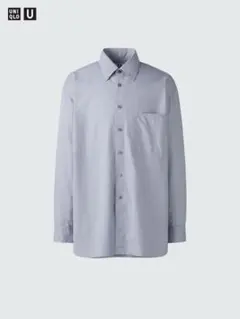 1回着 ユニクロ U ロングオーバーサイズシャツ 長袖 グレー XL