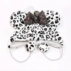 ディズニー ヒョウ柄 ファンキャップ スパンコール ホワイト ミニー