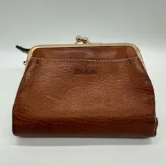Dakota ダコタ 二つ折り財布 がま口 本革 キャメル L字ファスナー