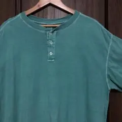 90s メキシコ製 GAP ヘンリーネックTシャツ L 緑 ピグメント