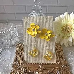 ☆501❤️ 花　ミモザ　レジン　ねこ　ピアス　イヤリング　ハンドメイド