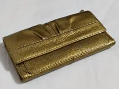 COACH 長財布 ゴールド レザー メタリックレザー プリーツ