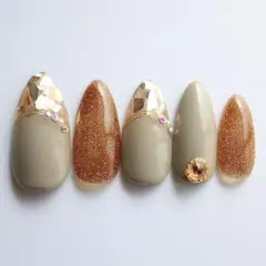 サイズオーダー可　スキニーオーバル　ネイルチップ　ミラーフレンチフラッシュ