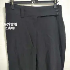 海外古着 1点物 SUZY 黒 ブラック フレアパンツ ボタン付き