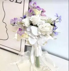 アーティフィシャルフラワーブーケ造花ブライダル結婚式ブーケホワイト春ぴょんぴょん