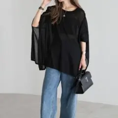 BONJOUR SAGAN シアーポンチョニット