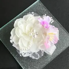 コサージュ 桜と紫陽花 入学式 入園式 オフホワイト× ピンク紫★新品★ パール