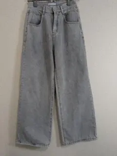 405Calem.Clubハイウエストワイドデニム ゆったりジーンズライトブルー