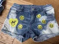 デニムショートパンツ スマイル刺繍　JENNI