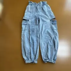 GLOBAL WORK デニム カーゴパンツ 150 脇ファスナー　グローバルのサムネイル