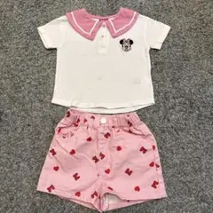 ミニーマウス襟付きTシャツ 上下セット