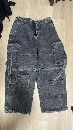 2WAY デニム ワイド カーゴパンツ カーゴハーフパンツ タクティカルパンツ