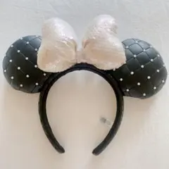 ディズニーカチューシャ ミニー パール キルティング スパンコール