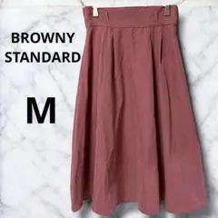 0088　ブラウニースタンダード　フレアスカート　ミモレ丈　ピンク　M