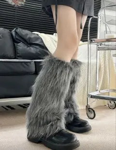 【未使用品】PEARLY GATES フェイクファー レッグウォーマー パーリーゲイツ PG フェイクファー♪ロゴ刺繍Point入レッグ