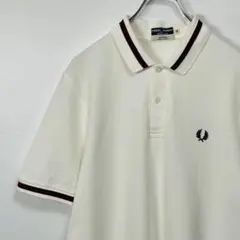 希少】フレッドペリー 半袖 ニットポロシャツ L オフホワイト 配色