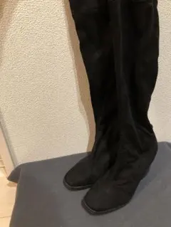 黒 スエード ニーハイブーツ