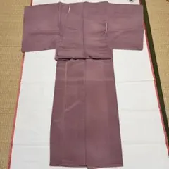 未使用 正絹 色無地 着物 紅花染め 一つ紋