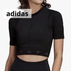 【新品】adidas エアロニット クロップドTシャツ Mサイズ ブラック