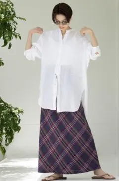 23区リベコバンドカラーシャツ　大きいサイズ48 新品未使用 23区 【洗える】LIBECO バンドカラー ビック シャツ リベコ リネン 麻