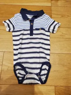 80cm　ロンパース　H&M　ボーダー　襟付き　半袖
