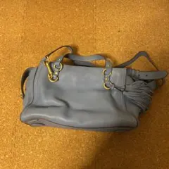 COLE HAANライトブルー フリンジ レザーショルダーバッグ　保存袋付き