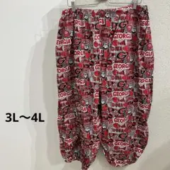 海外古着✨訳ありSALE❗️柄パンツ　レッド　派手　男女兼　3L〜4L