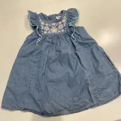 KidsRUs デニムワンピース 花柄刺繍 フリルのサムネイル