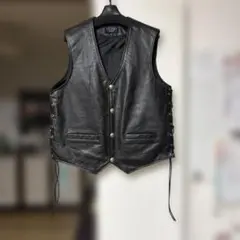 HAROLD’S GEAR 馬革 レザーベスト F 黒 HAROLD'S GEAR 馬革 レザーベスト F 黒 - メルカリ