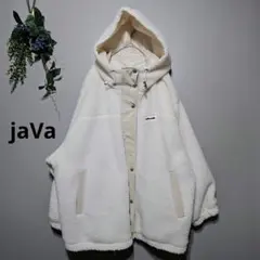 訳あり【jaVa. 】ジャバフード付きホワイトモコモコジャケット L