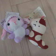 ぽてうさロッピー　つぶらな瞳　ぬいぐるみキーチェーン2点