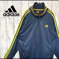 adidas アディダス　y2k トラックジャケット ネイビー イエロー　刺繍