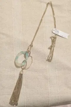 ゴールド ミントグリーン タッセル ネックレス